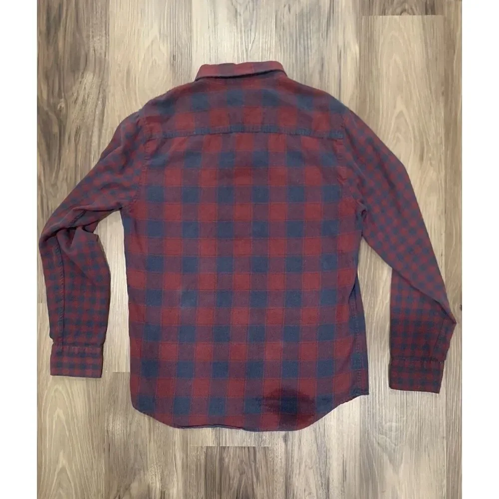 Carbon Large Long Sleeve Vintage Flannel Plaid Button Down Classic Shirt - Picture 2 of 7